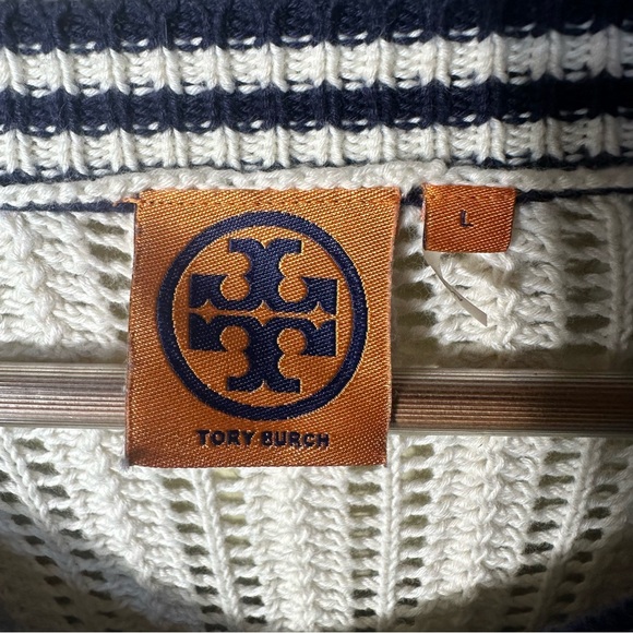 Tory Burch Alarice V Neck Cotton Sweater Size Large - Picture 7 of 8